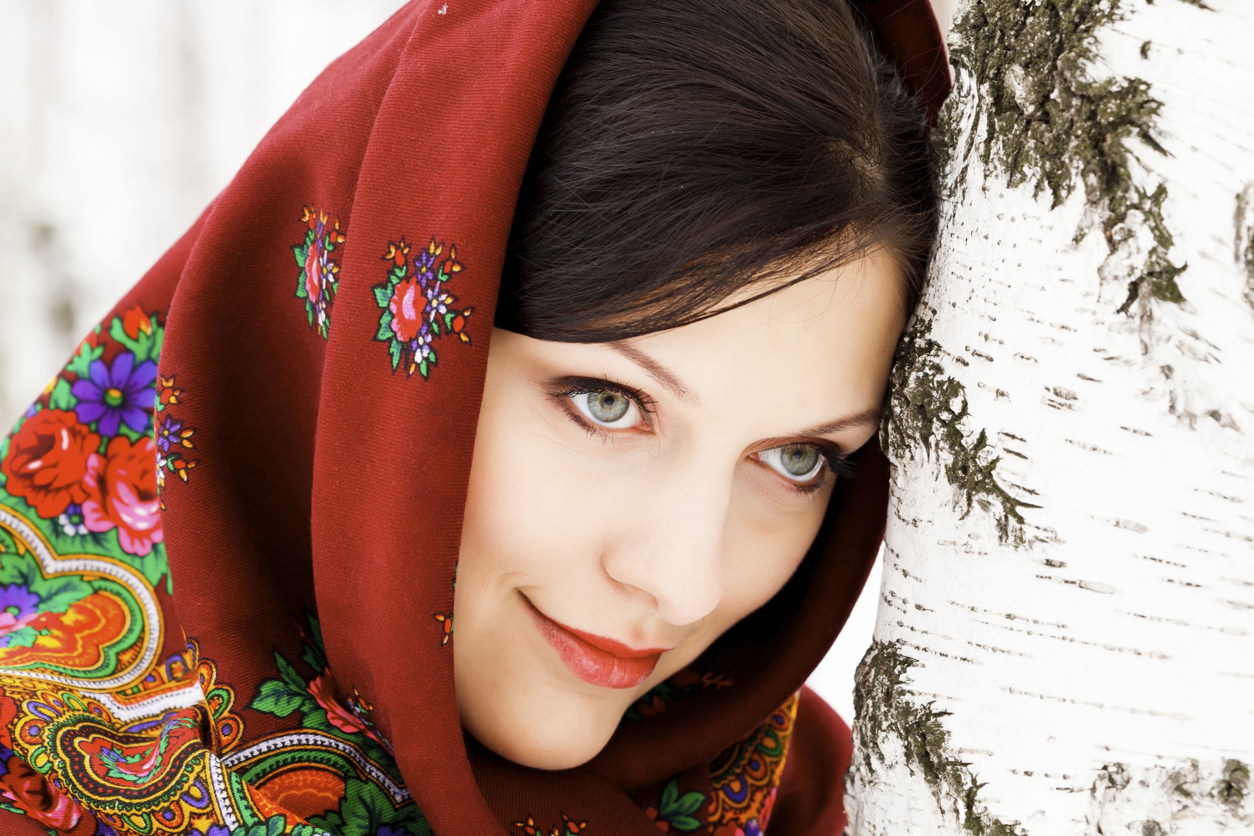 Gorgeous woman in shawl.