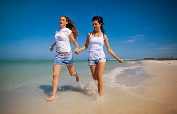 women on the beach