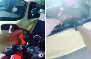 motoristi-rikkoi-autoilijan-lasin-video