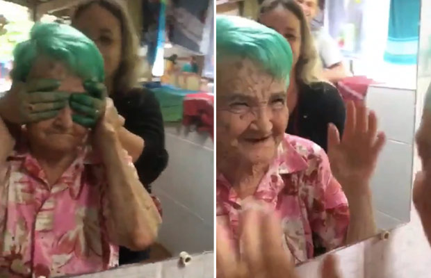 mummo-hiukset-vihrea-reaktio-video