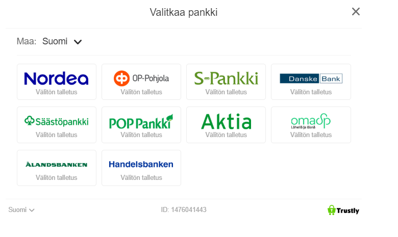 pankkivaihdot trustlya käyttäessä kasinolla ilman tiliä
