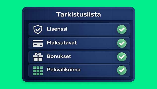 Parhaat nettikasinot valintakriteerit lisenssi maksutavat bonukset pelivalikoima